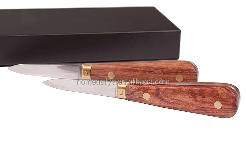 Set of 2 Stainless steel Oyster Shuckking Knife with wood handle