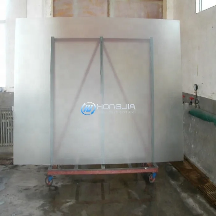 From Shenzhen Hongjia Wall Panels Manufacture Frosted Glass China Farmhouse Decor Flat Solid Acid Etched Glass Church Decoration