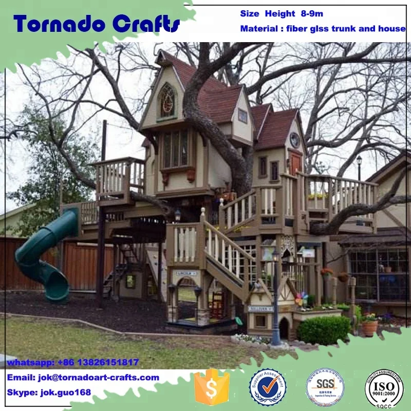 newest design China supplier large outdoor wooden hotel artificial tree house for sale