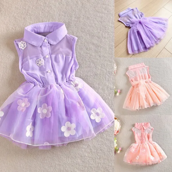 Stylish Kids Gilrs Sleeveless Floral Dress Chiffon Princess Children Wedding Party Dress