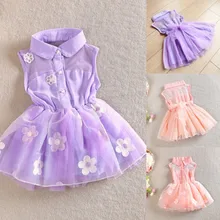 Stylish Kids Gilrs Sleeveless Floral Dress Chiffon Princess Children Wedding Party Dress