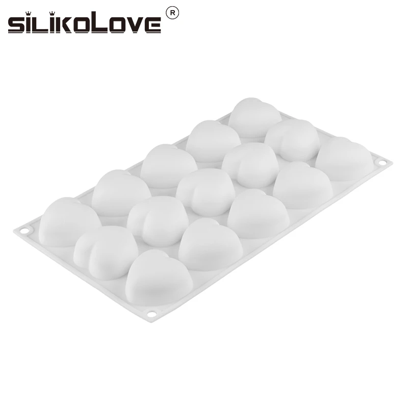 100% Factory Directly 15 Cavity Silicone Human Heart Shape 3D Cake Molds