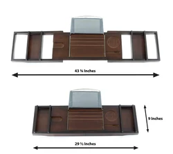 Luxury Black color Bath Bamboo Wooden Bathtub Caddy Tray