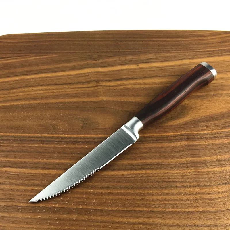 
6Pcs Black Wood Handle Stainless Steel Steak Knife 