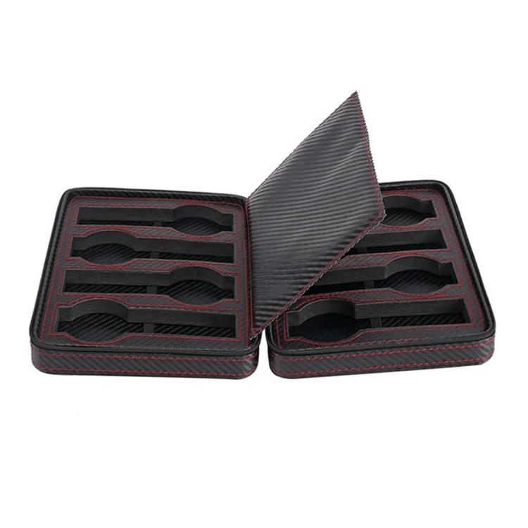 PU Leather 8 Slot MDF Fiber Portable Business Men Organizer Bag Custom Watch Box