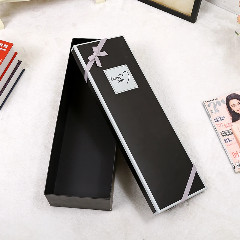Luxury custom logo long stem rose flowers gift packaging box