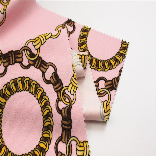 New fashioncable High Quality stretch printed heavy moss crepe fabric printed sweater fabric