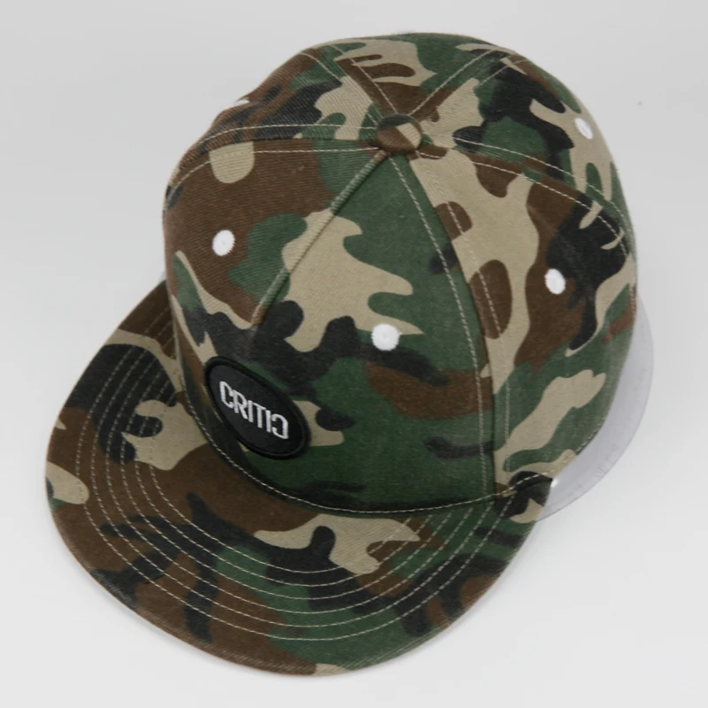 Odm Chino Camouflage Flat Brim High Crown Embroidery Hats With Designs