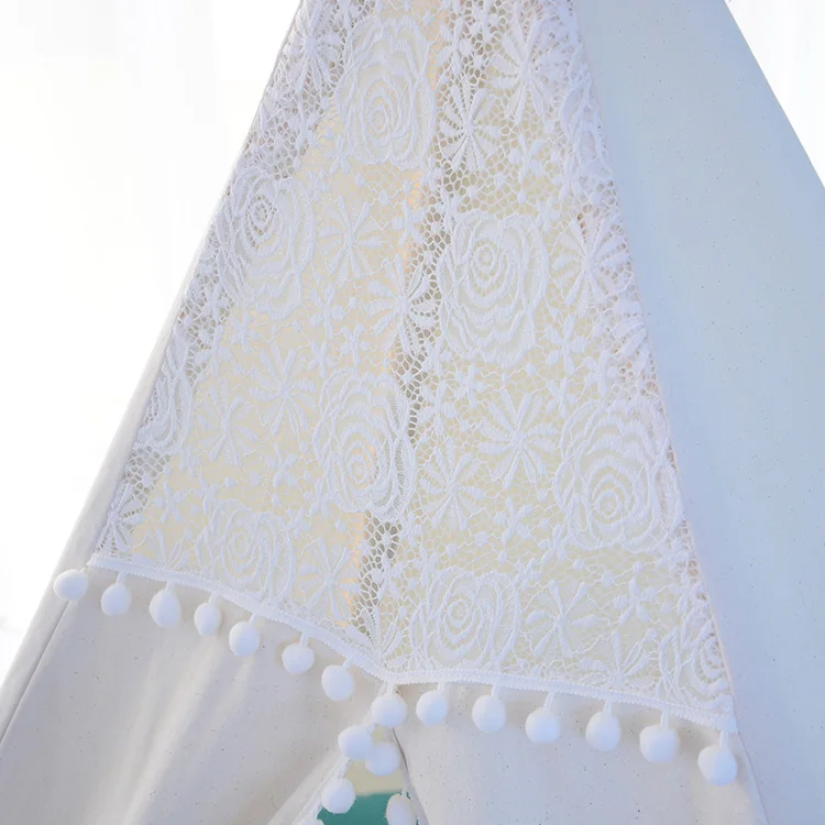 Детские вигвам из хлопчатобумажной ткани оптом, одобренные CE, простые белые палатки с ковриком