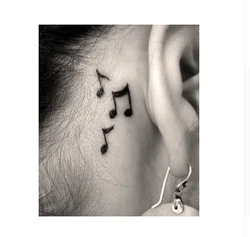 temporary Tattoo sticker on ear finger music flash tatoo