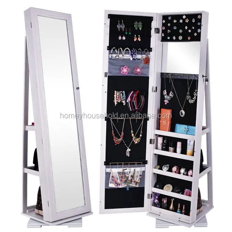 Home furniture living room modern rotating jewelry cabinet with dressing mirror