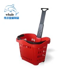 Single Handle Supermarket Basket With Wheels