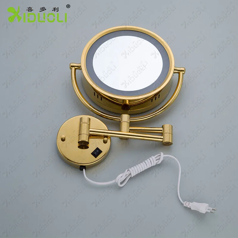 Китайский поставщик, светодиодное косметическое зеркало с золотой отделкой для ванной комнаты