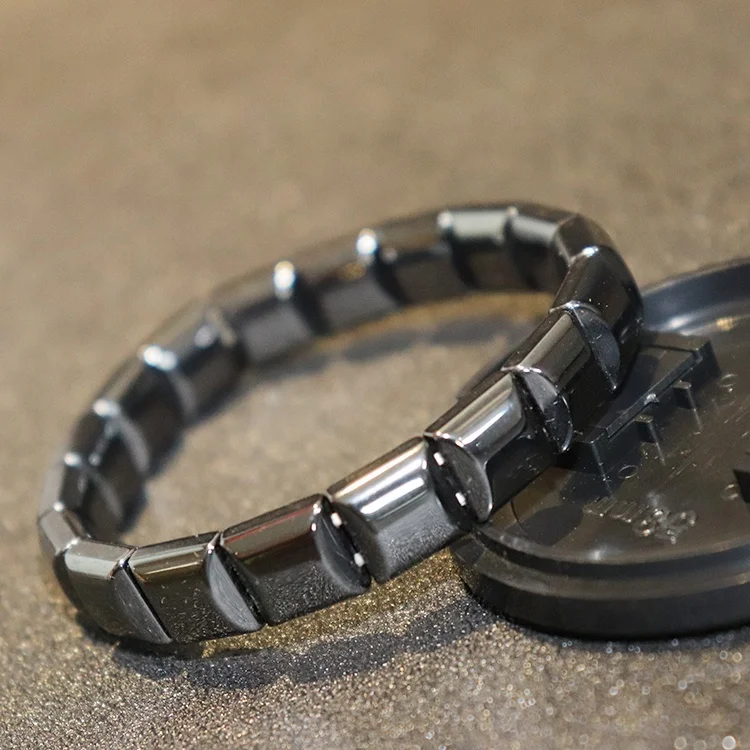 Wholesale fashion men healthy black magnetic hematite bracelet,natural stone engraved wrist bracelet,blood pressure bracelet