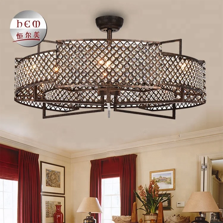 
Dc Contemporary crystal Ceiling Fan luxury Ceiling Fan Led Light Wholesale Ceiling Fans With Lamp 