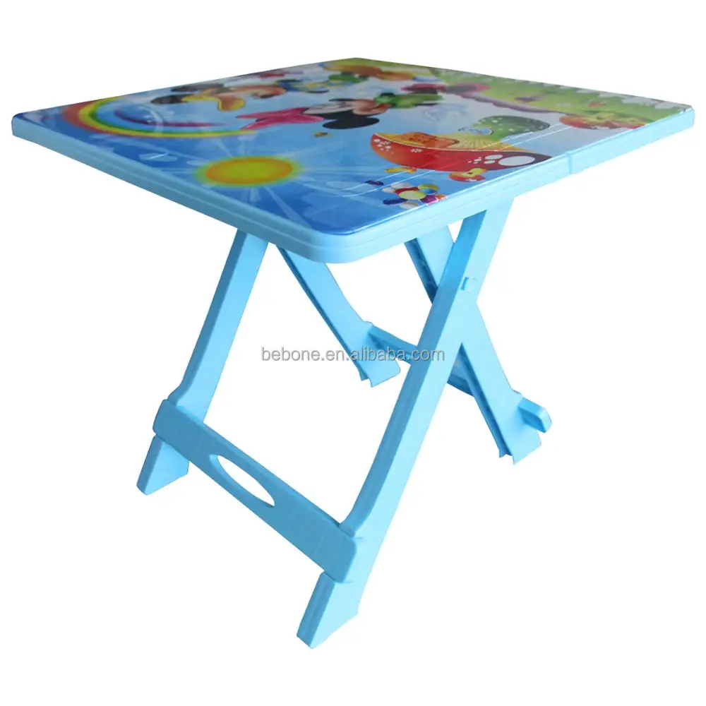 Square desktop home furniture plastic colorful design folding table colorful carton table camping table