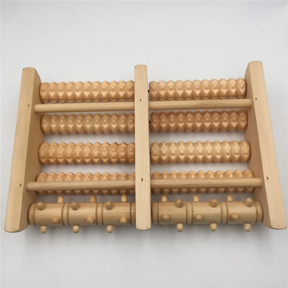 5Row Wood Foot Massager for feet Wooden Roller