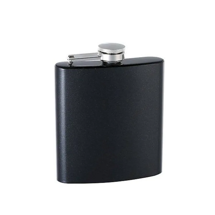 matte black laser engrave logo 6oz stainless steel mini whisky flask
