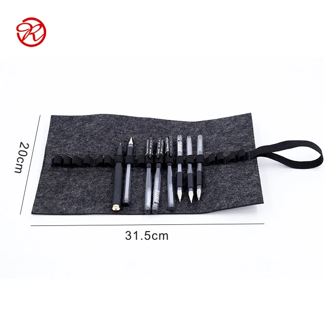 Pencil Bag Pen Case Felt Students Stationery Pouch Zipper Bag Roll up Felt Pencil Bag For Pen Holder desk organizer