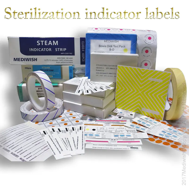 
 Индикаторная лента класса 5/самозапечатывающаяся этикетка для пара 110 C,120 C,134 C  