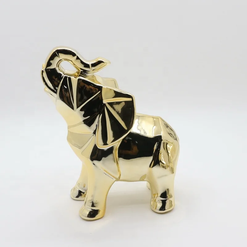 
Modern Gold Elephant Shaped Ceramic Animal Figurine for Home Decor 