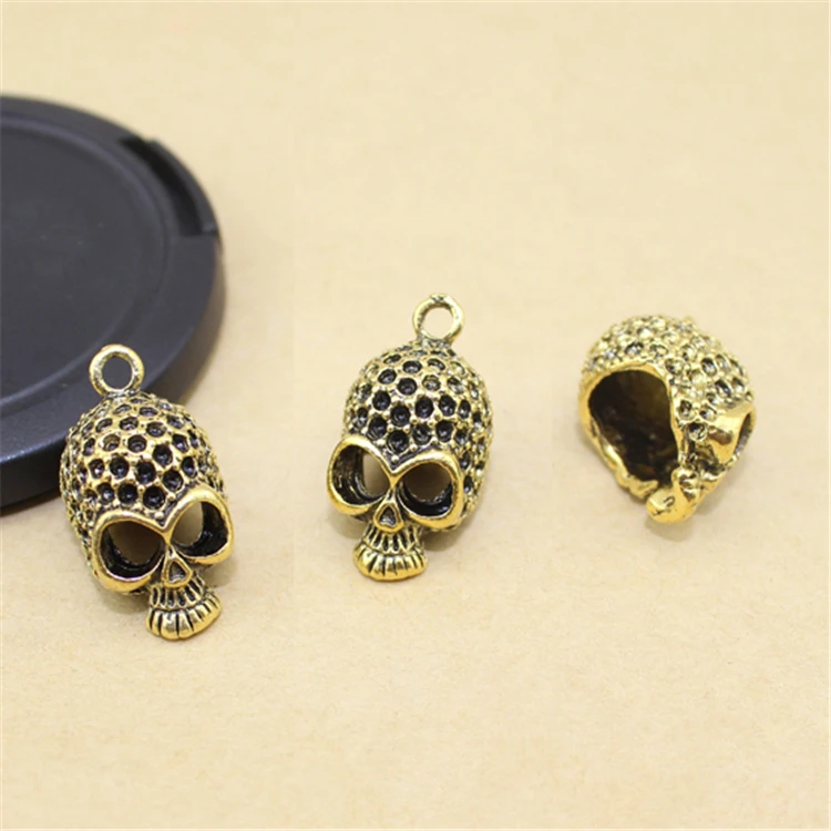 Lingsai 10Pcs/Bag Ancient Gold metal skull charm pendant for jewelry making