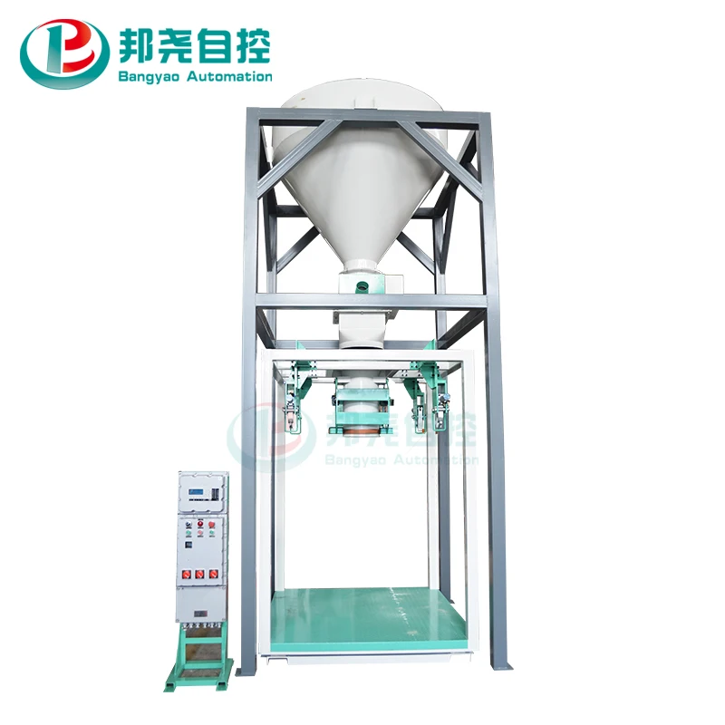 Ton Bag Packaging Machine Lime Ore Weighing Filling Sealing Granule Robotic Palletizer and Pallet Wrapper for Cement 0.4-0.6mpa