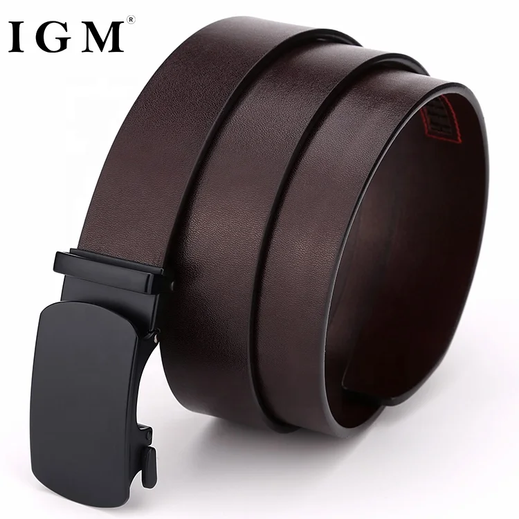 Top Brand Men Business Used Slim 100% Plain Cow Full Grain Automatic Buckle Leather Belt