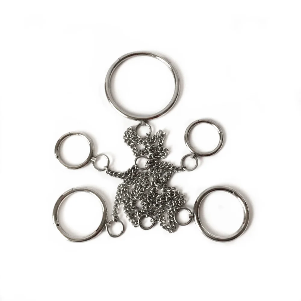 Stainless Steel Metal Bondage Set Hand Ankle Cuffs Neck Collar Slave Bdsm Fetish Handcuffs Sex Games Toys for Adults Restraints