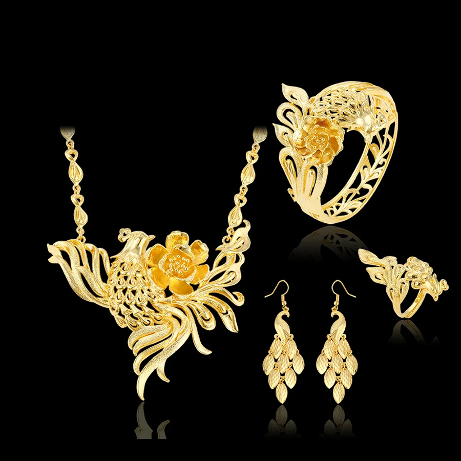 Wholesale fashion jewellery african gold necklace wedding jewelry set, african jewelry sets