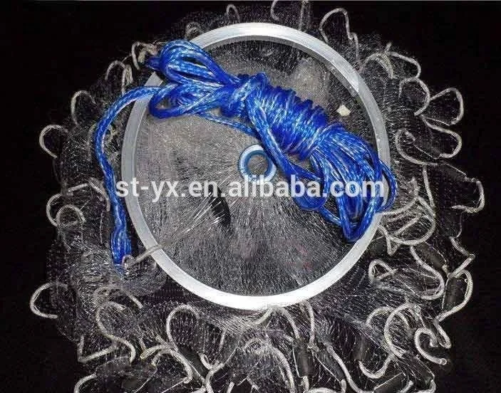 0.30mm nylon monofilament Ring America Aluminum throwing cast net with sinker and rin