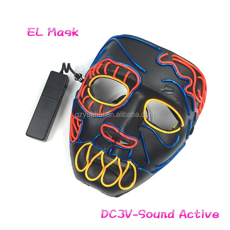 Comics Led Glow Light Carnival Flash Mask Fluorescent Masquerade Favors EL Wire Bucktooth Prom Mask Holiday Lights Sound Active