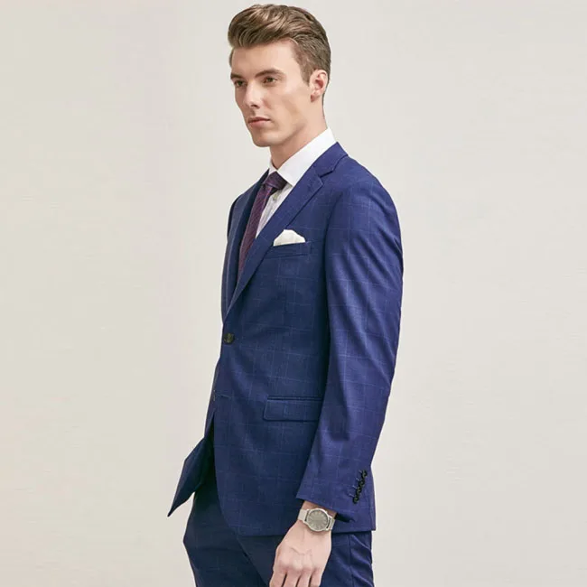 Fashion Stylish new design wedding coat for men slim fit royal blue coat pant photos men suit