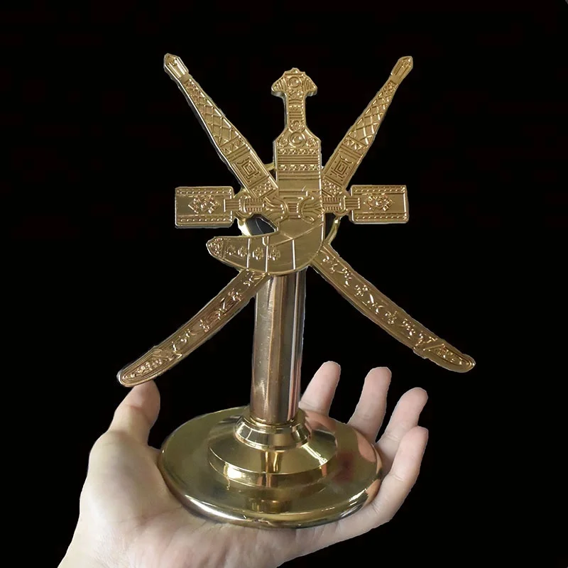 Oman National Emblem Gold Metal Trophy, Oman National Day Gift Home Decoration