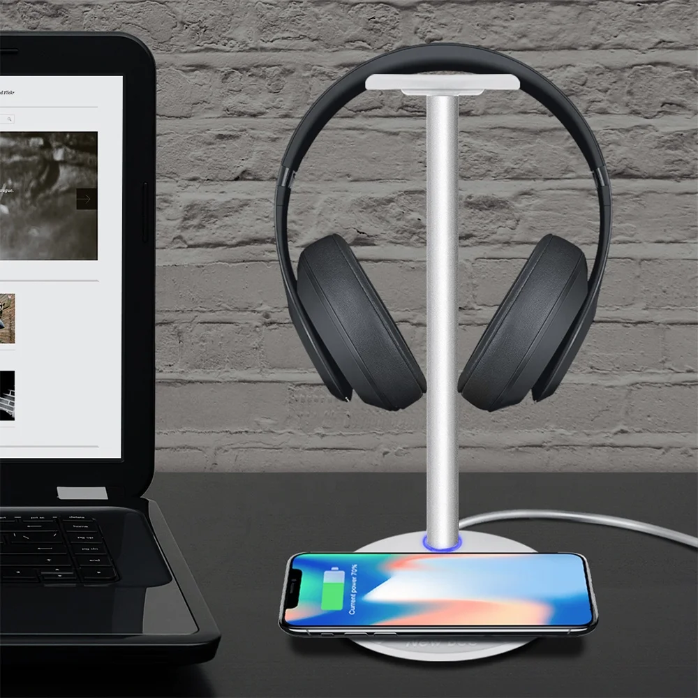 Новинка, инновационная модель 2 в 1, Быстрое беспроводное зарядное устройство qi с держателем для наушников