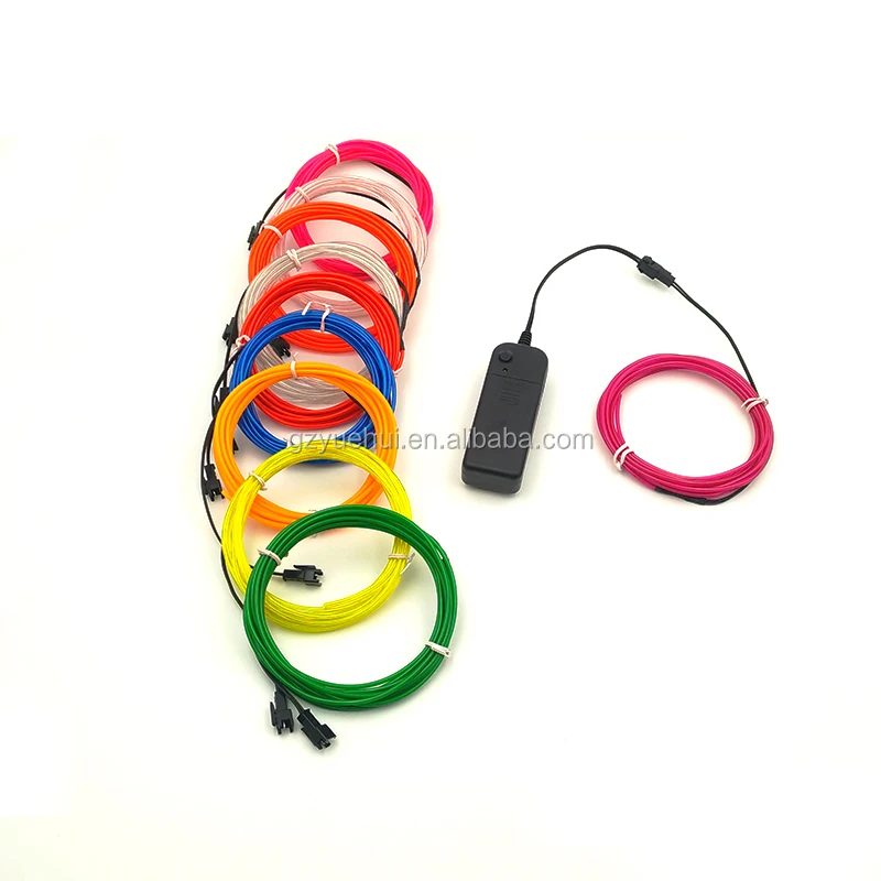 With DC-3V Controller 3Meters 2.3mm EL Wire Tube Rope Powered Flexible Neon Light Car Party Wedding Decoration 10 Color Select