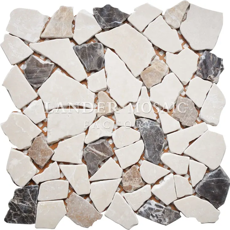 
crema marfil emperador light and dark marble mosaic pebble stone mosaic tile for floor and pool 