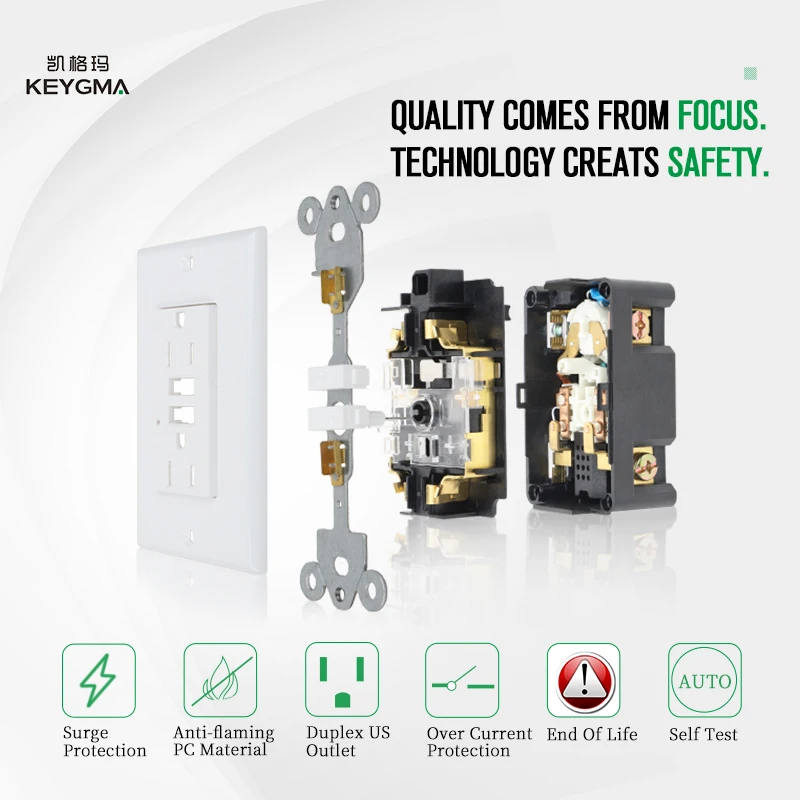 KEYGMA ETL/Cetl 110 В 15 а 60 Гц, черная розетка GFCI для рынка США