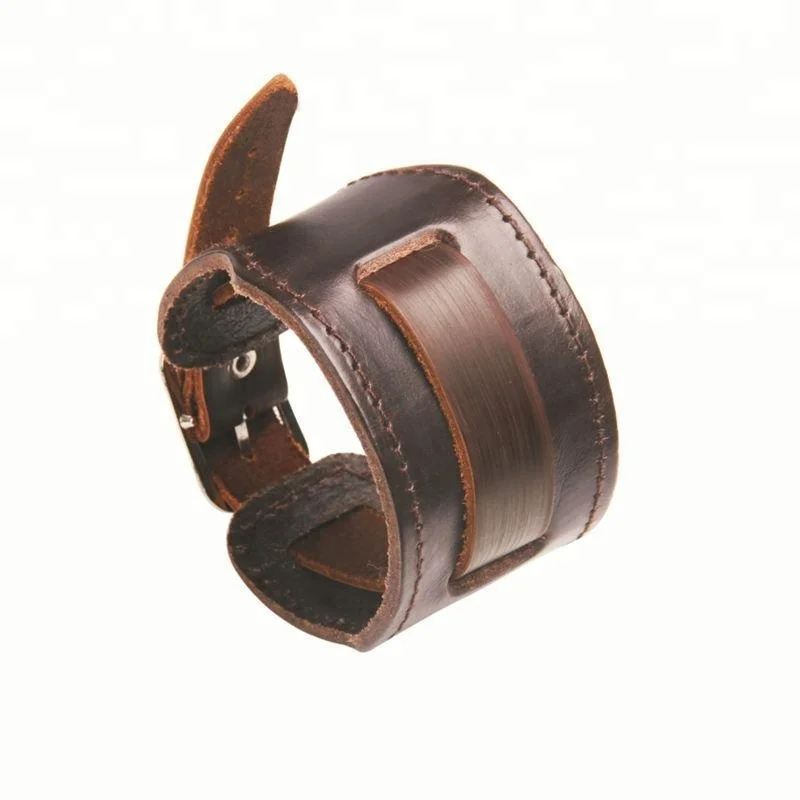 Мужской широкий Браслет-манжета в стиле панк коричневый черный с кожаной пряжкой для ремня певицы