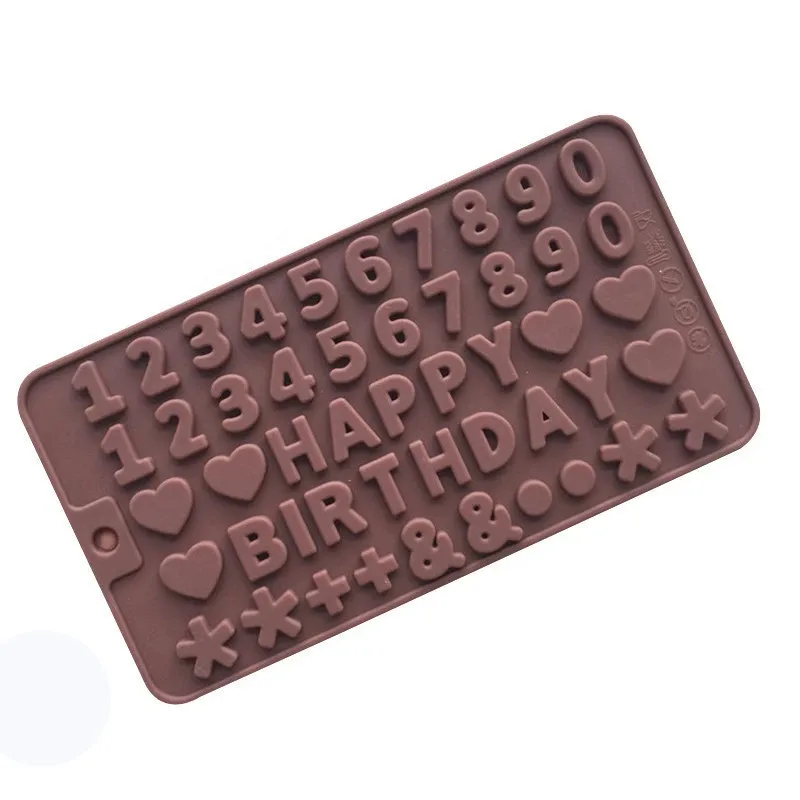 023 free sample happy birthday and number letter shape silicon chocolate moulds, silicon resin mold, silicon front mold