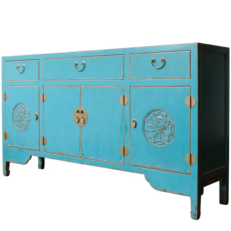 Ancient Age furniture shabby chic rustic distressed paint customized furniture recycle wood sideboard  decorative sideboard