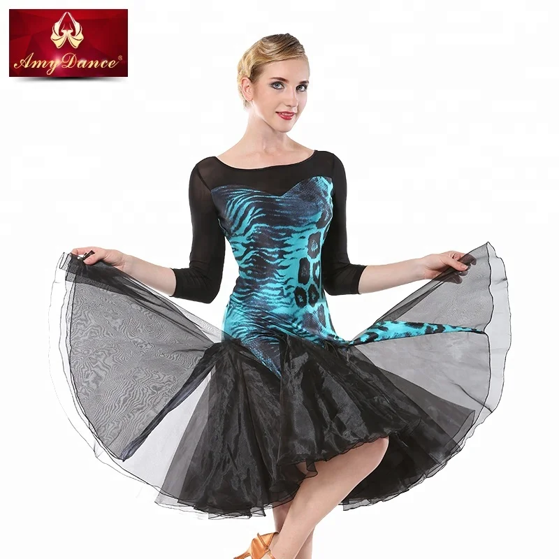 
Hight end fluffy organza hem female women professional latin training dance wear dresses with BRA pads include latin dance costume 