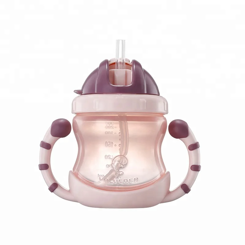 Cute style 200ml pp silicone baby training cup baby feeding bottle with straw