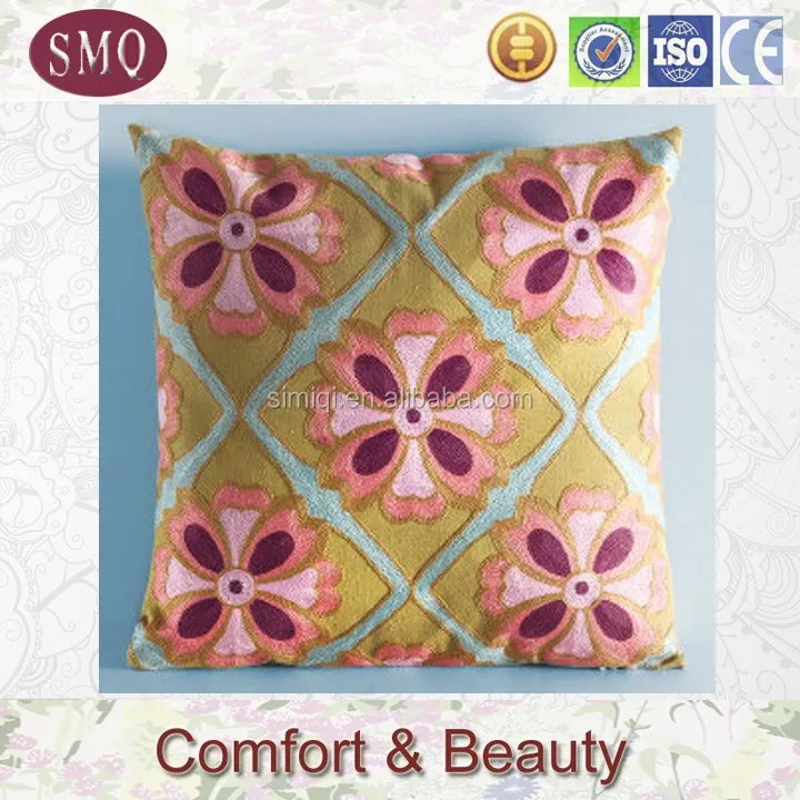 custom flowers design 45X45 cm cushion cover embroidery for sofa decor