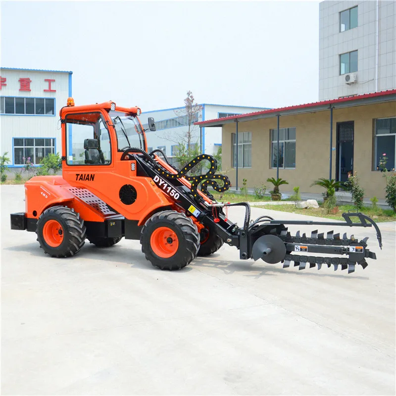 Taian wheel loader hydrostatic wheel loader DY1150, garden loader with hedge trimmer with trencher
