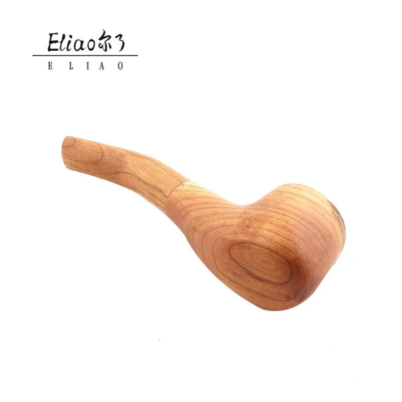 Erliao Extra Cheap Wholesale Chinese  Ancient Handmade Solid Wood pipe  wooden Tobacco  smoking pipe