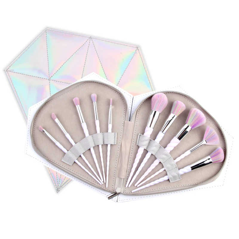 
Holographic Diamond shape Unicorns gift Brushes bag glliter Makeup Cosmetic Case Set 
