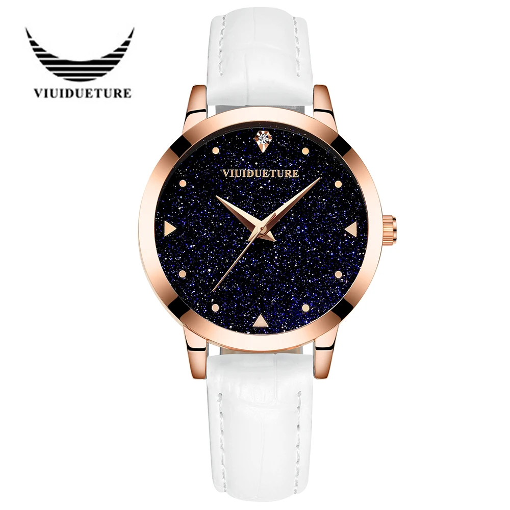 Lady stone watch black dial Japan movement Quartz Watches like the night sky with stars for your lover