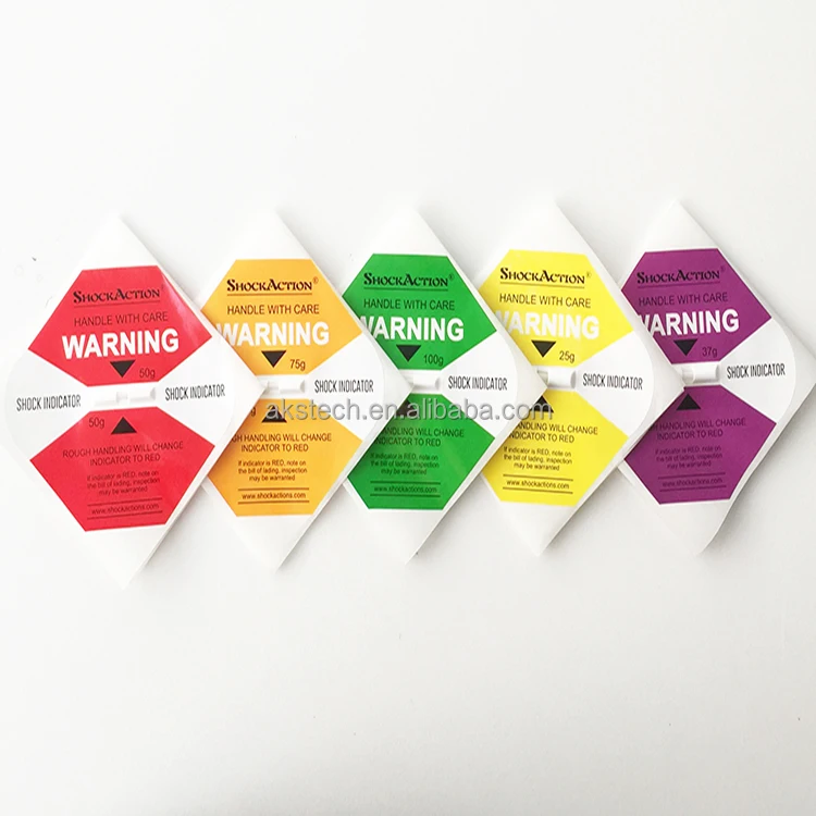 25-100g Different Sensitivity Impact Sensor Label 98mm*110mm Shipping Impact Indicator Shockaction Label