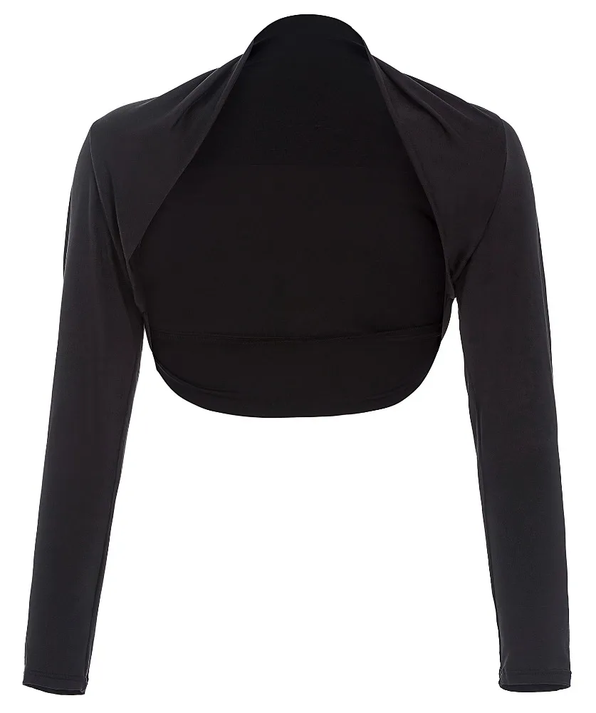 BP Women Comfortable Modal Black Long Sleeve Bolero Shrug Crop Top BP000114-1